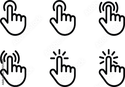 Interactive Hand Click Cursor Icon Set for Web Design