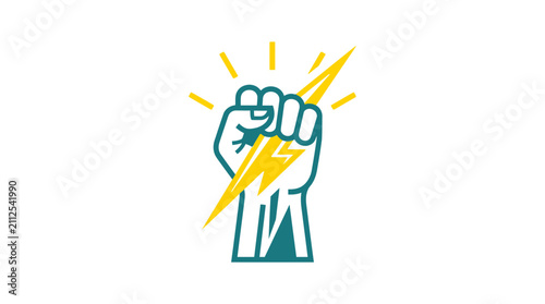 фотографія Fist holding lightning bolt, symbol of power, energy, and revolution