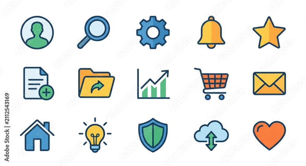 Fototapeta premium Collection of modern flat design icons for web and mobile applications.