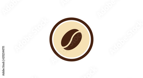 Minimalist Coffee Bean Icon Centered In Circular Frame With Neutral Color Palette