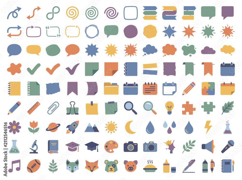 Fototapeta premium Vector Icon Set: Colorful