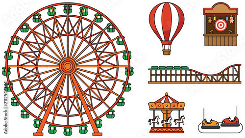 Foto Amusement Park Fairground Carnival Rides and Attractions Collection Featuring La