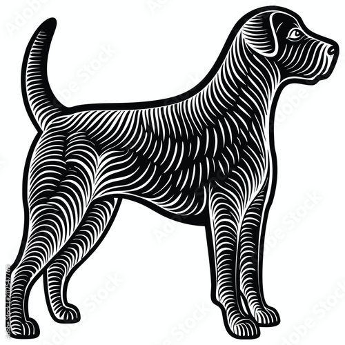 Black Silhouette Vector Illustration of a Sitting Dog in Profile View