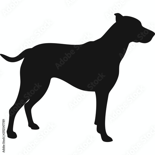 Black Silhouette Vector Illustration of a Sitting Dog in Profile View