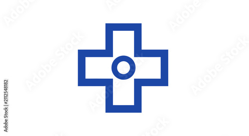 Minimalist Blue Cross Symbol Representing Emergency Healthcare Services and Hospital