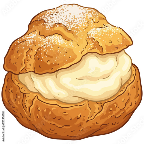 Hand-Drawn Cream Puff Cartoon Vector Illustration