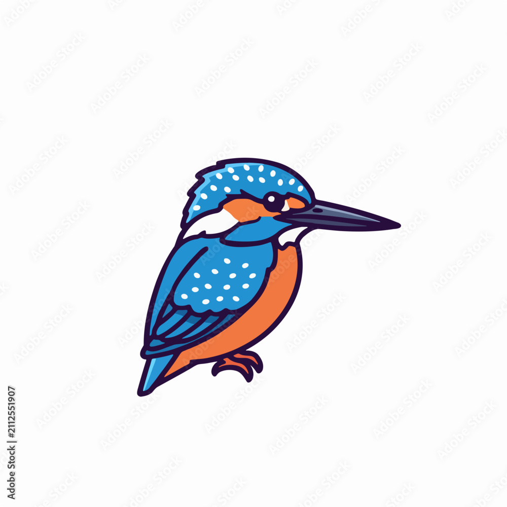 Obraz premium Common kingfisher bird illustration isolated on white background