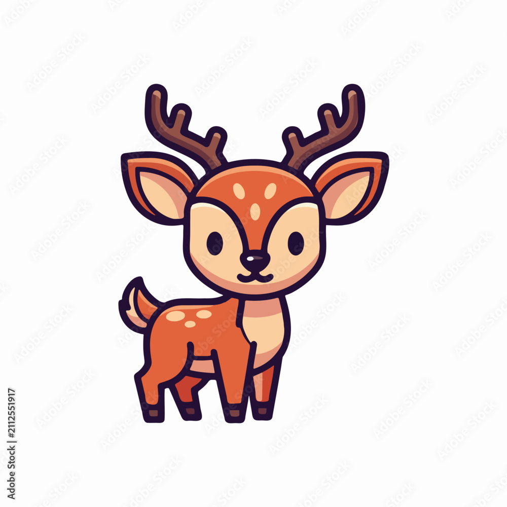 Fototapeta premium Cute cartoon deer illustration isolated on white background