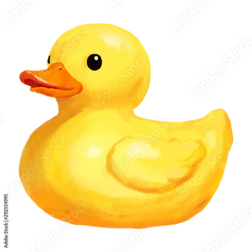 Fotografie yellow rubber duck isolated Cute tropical summer hand drawn illustration on tran
