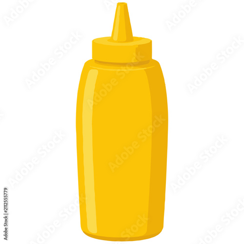 Yellow Mustard Squeeze Bottle Cartoon Illustration Vector