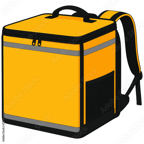 Yellow Delivery Backpack Vector Graphic Food Courier Bag