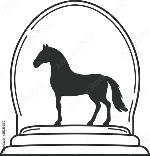Black Trotting Horse Silhouette Vector Illustration