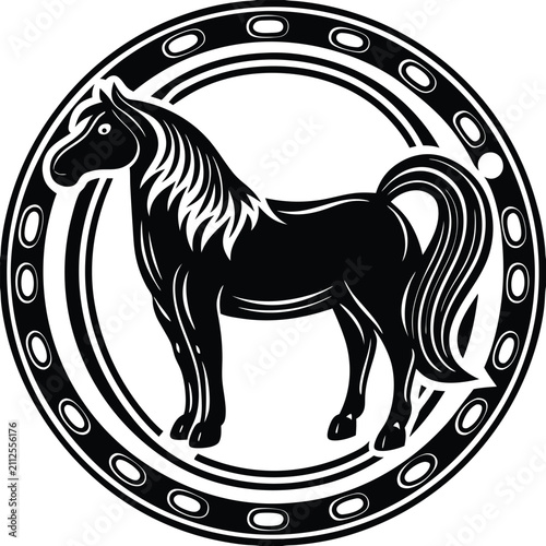 Black Trotting Horse Silhouette Vector Illustration
