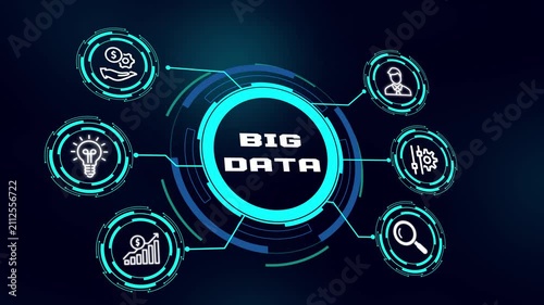 Big Data Analytics Concept. Business Intelligence, Predictive Analysis, Data Processing and Digital Transformation