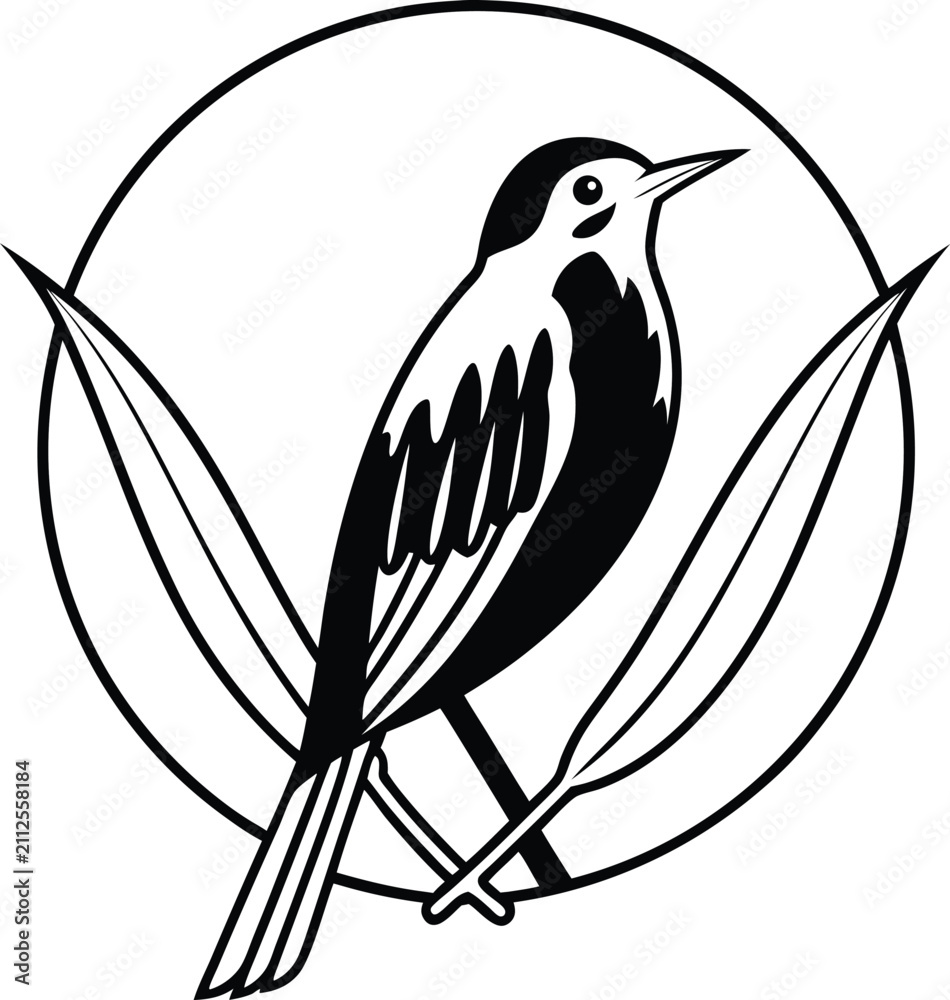 Obraz premium Stylized Bird Silhouette Vector Illustration Isolated on White
