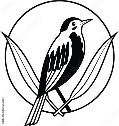 Stylized Bird Silhouette Vector Illustration Isolated on White