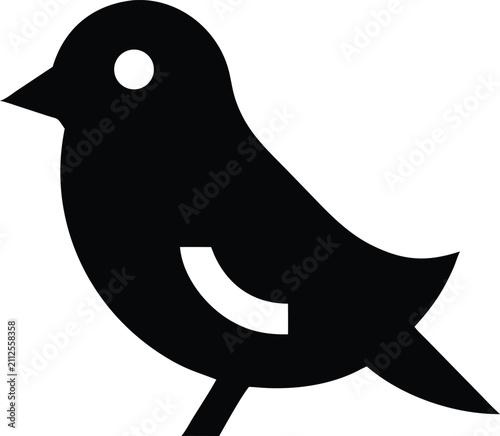Stylized Bird Silhouette Vector Illustration Isolated on White