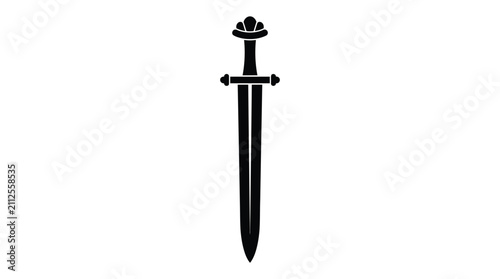 Medieval sword silhouette against a white background simple black design
