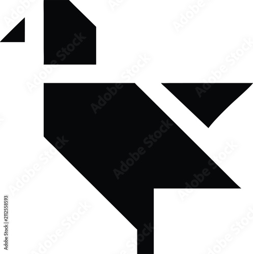 Stylized Bird Silhouette Vector Illustration Isolated on White