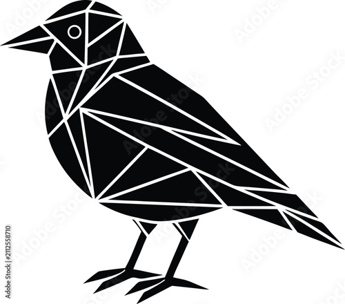 Stylized Bird Silhouette Vector Illustration Isolated on White
