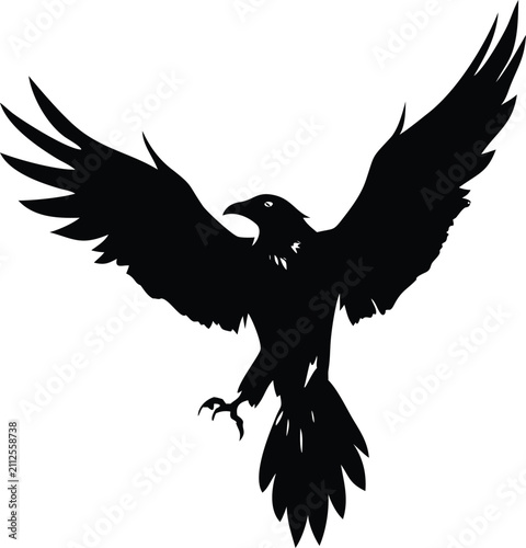 Stylized Bird Silhouette Vector Illustration Isolated on White