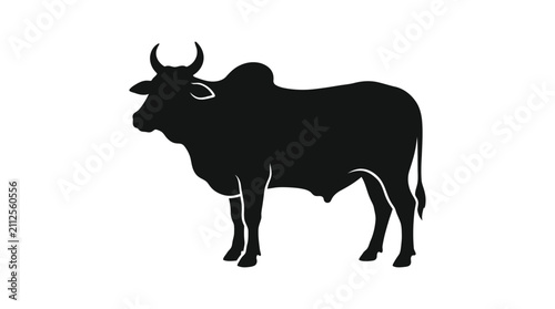 Black silhouette of a bovine animal against a white background