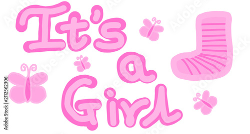 Cuadro en lienzo It’s a Girl Announcement Vector Illustration