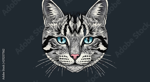 Fotografie Elegant Stylized Tabby Cat Portrait.