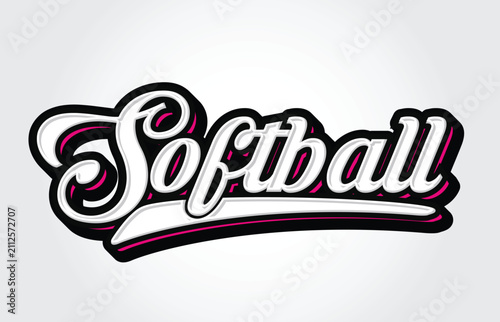Softball Hand Lettering Typography Vector Template