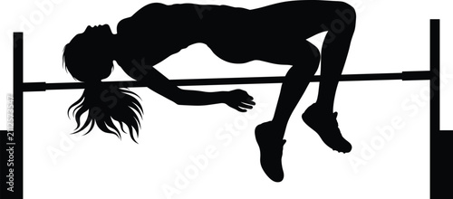 Obraz na płótnie Female high jump athlete performing Fosbury flop technique over crossbar vector