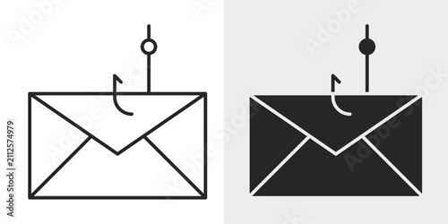 Quadro su tela Phishing Icon represents online fraud detection, cybersecurity threats, and digital protection with an editable outline vector illustration