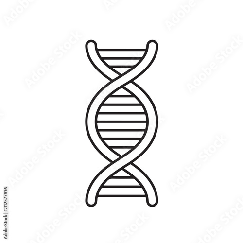 DNA double helix structure icon in black line style, symbolizing genetics and biology