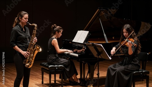 Chamber Music Trio Performing on Stage