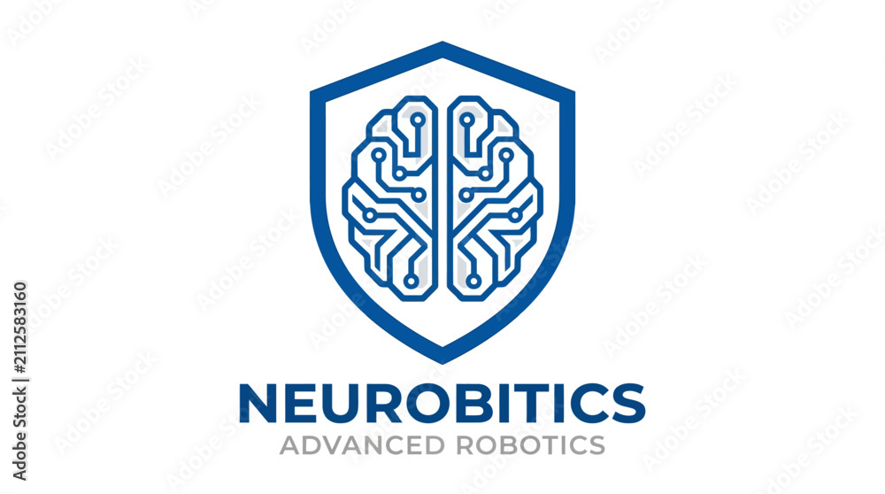 Obraz premium Neurobitics Advanced Robotics Logo with Brain Circuitry Shield.