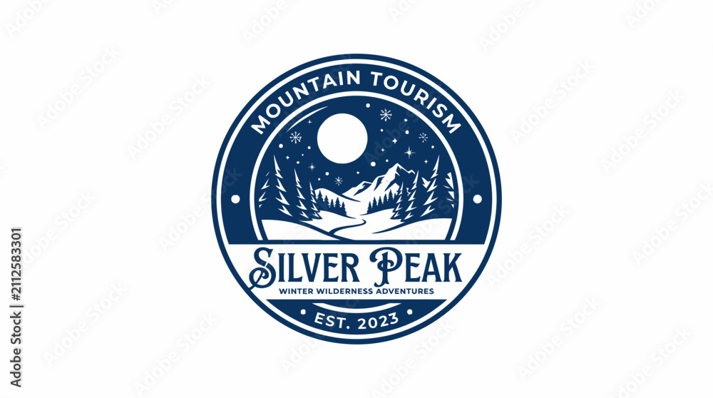 Fototapeta premium Silver Peak Mountain Tourism Adventure Company Logo Design.