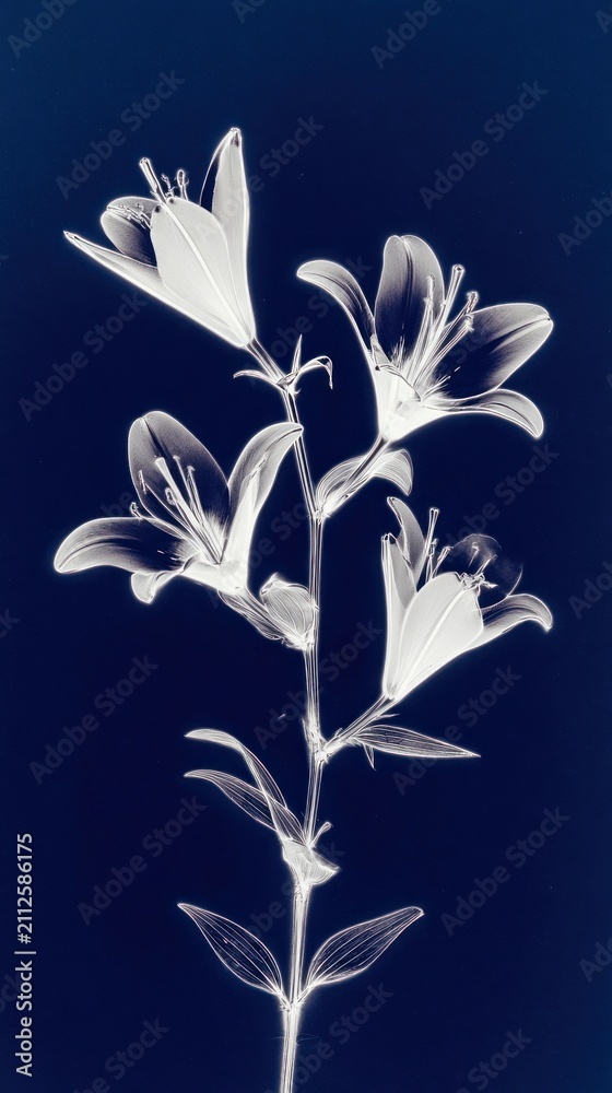 Obraz premium Elegant floral design with lilies on a dark background, perfect for mobile wallpaper.