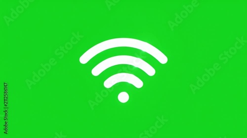 White WiFi Symbol on Green Background.