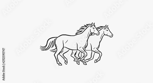 Foto Galloping Horses in Silhouette.