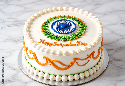 Patriotic Tricolor Cake with Ashoka Chakra for India Independence Day