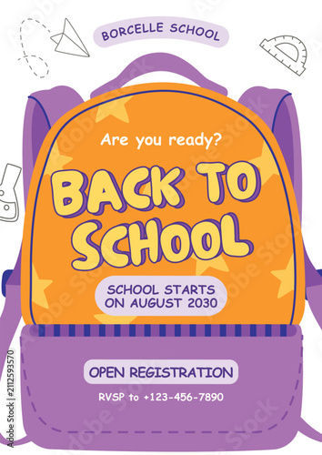 Back to School Banner Template with Colorful Education Elements for School Promotion and Advertising