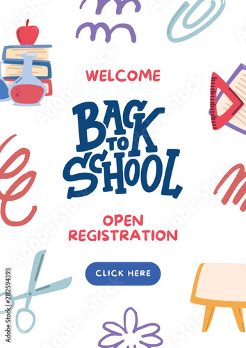 Back to School Banner Template with Colorful Education Elements for School Promotion and Advertising