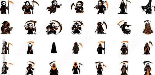 Foto Collection of various grim reaper characters and death personifications in diffe