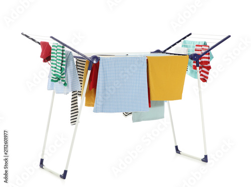 Clothes drying rack with va...