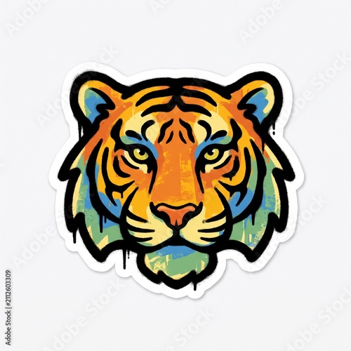 Wild Tiger Face Sticker Mural Character