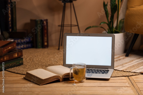 Cozy home office setup with...