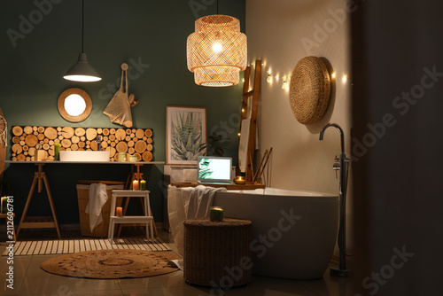 Interior of bathroom with g...