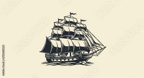 Принти на полотні Historical sailing ship with intricate rigging.