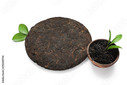 Dry pressed puer tea with f...