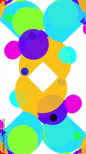 abstract vertical animation video bacground pop color modern buble style with geometric seamless looping motion
