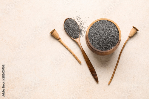 Bowl and wooden spoon with ...
